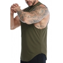 Sleeveless Round Neck Athletic Vest Plain Polyester Loose Fit Tank