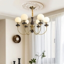 Simple Style Pendant Light Contemporary Glass Wooden Chandelier