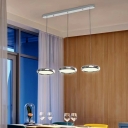 Modern Oval Island Light with 3 LED Bulbs, White Shade, and Adjustable Hanging Length