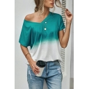 Modern Girl's Pure Color Casual Loose  Short SleeveT-Shirt