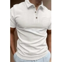 Cool Men‘s Pure Color Button Detail Spread Collar Regular Fit Polo Shirt