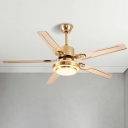 Gold Downrods Modern Ceiling Fan with 5 Metal Blades and Integrated LED Light Remote and Wall Control