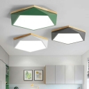 Modern Geometric Flush Mount Ceiling Light with White Acrylic Shade and LED Bulbs