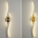 Modern Linear Hardwired Wall Sconce with White Aluminum Shade and Ambient Lighting