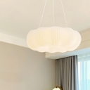 Modern 1-Light LED Chandelier in White with Geometric Shade and Adjustable Hanging Length