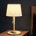 Modern Yellow Wood Barrel Table Lamp with Beige Fabric Shade and LED/Incandescent/Fluorescent Light
