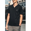 Casual Men's Pure Color Regular Fit Sleeve Round Collar Polo Shirt