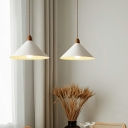 Modern Wood Cone Pendant with Adjustable Hanging Length and Warm Light for Residential Use
