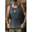 Leisure Men's Whole Color Sleeveless Extra Slim Fit Tank