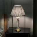 Modern Plug-In Electric Table Lamp with LED/Incandescent/Fluorescent Light and Fabric Barrel Shade