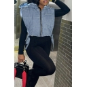 Hooded Slim Fit Crop Top Zipper Fly Women’s Sleeveless Jacket