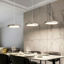 Stainless-Steel LED Pendant with Adjustable Hanging Length and Contemporary Silver/Chrome Shade