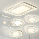 Modern LED Flush Mount Ceiling Light in White with Acrylic Shade - Perfect for Residential Use