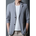 Long Sleeve Slim Fit Plain Suit Lapel Collar Nylon Suit With Pockets