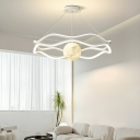 Modern Geometric Chandelier with 3 Color LED Bulbs and Silica Gel Shade  Perfect for Residential Use