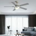LED Contemporary Pendant Light  Wrought Iron Ceiling Fan Light in Silver