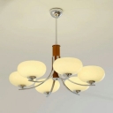 Modern Geometric Chandelier in Silver with White Glass Shade and LED/Incandescent/Fluorescent Lighting