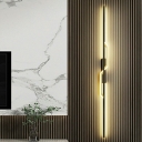 Modern Hardwired Linear Wall Sconce with Gold Aluminum Shade and Integrated LED Light