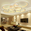 White Geometric LED Semi-Flush Mount Ceiling Light with Acrylic Shade for Residential Use