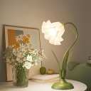 Modern Plug-In Electric Table Lamp with White Glass Shade for Bedside or Standard Use