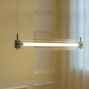 Clear Glass Linear Island Light with LED Bulbs and Adjustable Hanging Length