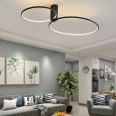 Modern LED Circle Semi-Flush Mount Ceiling Light with White Acrylic Shade