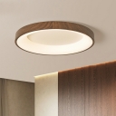 Brown Modern Flush Mount Ceiling Light with White Acrylic Shade for Residential Use