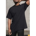 Fashionable Men's Pure Color Loose Edition Short Sleeve Round Collar T-Shirt