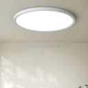 Modern LED Circle Flush Mount Ceiling Light with White Aluminum Shade