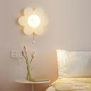 White Kids' Wall Lamp with Acrylic Shade and Hardwired Power Source