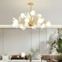 Modern Gold Chandelier with White Glass Shades