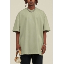 Stylish Men's Pure Color Regular Fit Sleeve Round Collar T-Shirt