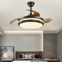 Modern Ceiling Fan with Remote and Wall Control 3 ABS Plastic Blades and Integrated LED Light