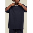 Street Style Men's Pure Color Regular Fit Sleeve Round Collar T-Shirt