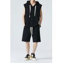 Sleeveless Hooded Sportswear Cropped Leg Loose Fit Casual Outfit