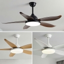 Modern Downrod Ceiling Fan with 5 ABS Plastic Blades and Remote/Wall Control - LED Light