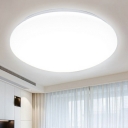 White Circle Flush Mount Modern Ceiling Light with LED Bulbs and Plastic Shade