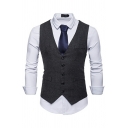 Plain Sleeveless V-Neck Suit Vest Skinny Fit Polyester Men’s Tank