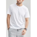 Unique Men's Pure Color Regular Fit Sleeve Round Collar T-Shirt