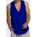 Modern Men's Pure Color Sleeveless V-neck Fitted SuspendersT-Shirt