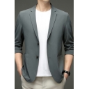 Long Sleeve Slim Fit Plain Suit Lapel Collar Polyester Button Down Suit