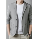 Slim Fit Plain Long Sleeve Suit Lapel Collar Nylon Suit With Pockets