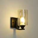 Cylinder Glass Mirrored 1-Light Wall Sconce with Clear Shade