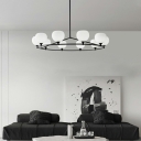 Black Geometric Chandelier Modern Style 25 Inch & Above LED Compatible Adjustable Hanging Length