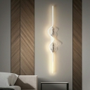 Modern White Linear Wall Sconce with Iron Shade for Indoor Residential Use and Remote Control