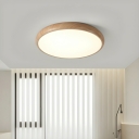 Modern Wood Flush Mount Ceiling Light with Acrylic Shade and LED Bulbs