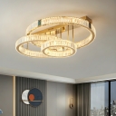 Modern Gold Geometric Semi-Flush Mount Ceiling Light with Crystal Clear Shade