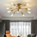 Modern Sputnik Chandelier in Clear Iron with LED Lights and No Crystal Component