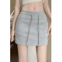 Modern Girl's Pure Color Summer Wrap A-Line High Waist Sexy Mini Skirt