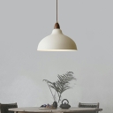 Modern Wood Bowl Pendant with Adjustable Hanging Length and Iron Shade for Residential Use